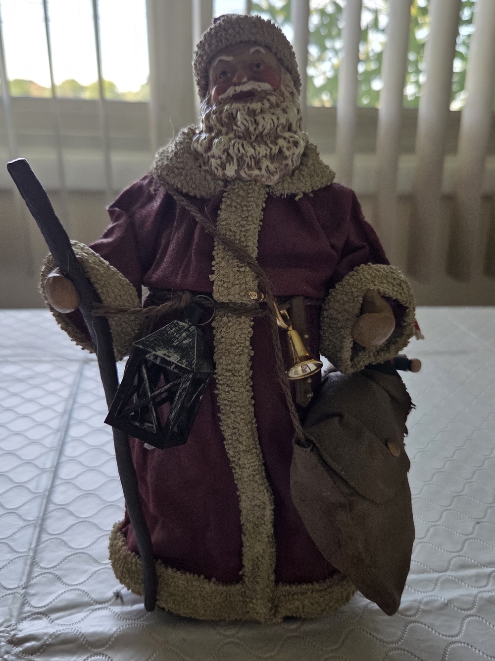 Vintage Kurt Adler Fabriche Old World Burgundy Santa Boxed
